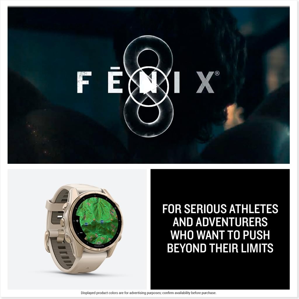 image:imageGarmin fnix 8 51 mm SolarSapphire Premium Multisport GPS Smartwatch ConnectLongLasting Battery Life DiveRatedBuiltin LED FlashlightCarbon Gray DLC Titanium with Pebble Gray Band Carbon Gray Dlc Ti Bezel Black and Pebble Gray Band LED Flashlight 100m Water Up to 48Day BatterySoft Gold with Dark Sandstone Band