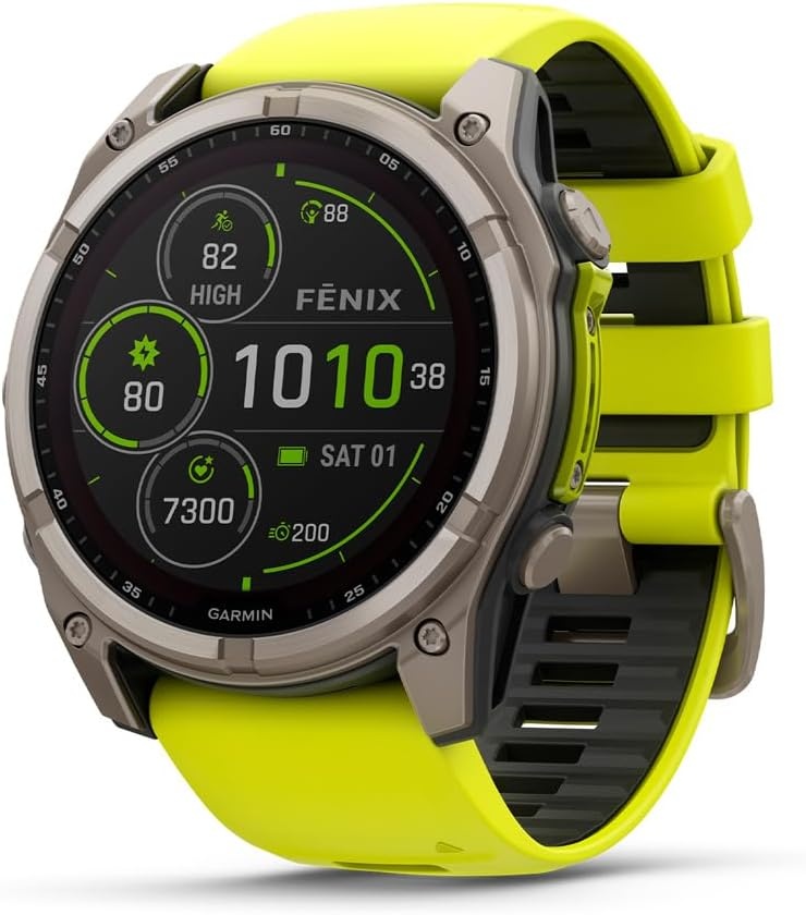 image:imageGarmin fnix 8 51 mm SolarSapphire Premium Multisport GPS Smartwatch ConnectLongLasting Battery Life DiveRatedBuiltin LED FlashlightCarbon Gray DLC Titanium with Pebble Gray Band Carbon Gray Dlc Ti Bezel Black and Pebble Gray Band LED Flashlight 100m Water Up to 48Day BatteryTitanium with YellowGraphite Band