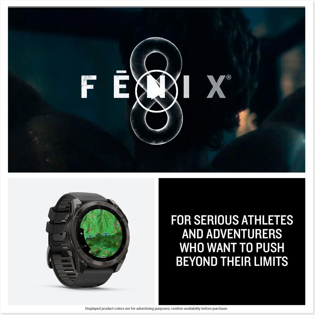 image:imageGarmin fnix 8 51 mm SolarSapphire Premium Multisport GPS Smartwatch ConnectLongLasting Battery Life DiveRatedBuiltin LED FlashlightCarbon Gray DLC Titanium with Pebble Gray Band Carbon Gray Dlc Ti Bezel Black and Pebble Gray Band LED Flashlight 100m Water Up to 48Day BatteryTitanium with Gray Band