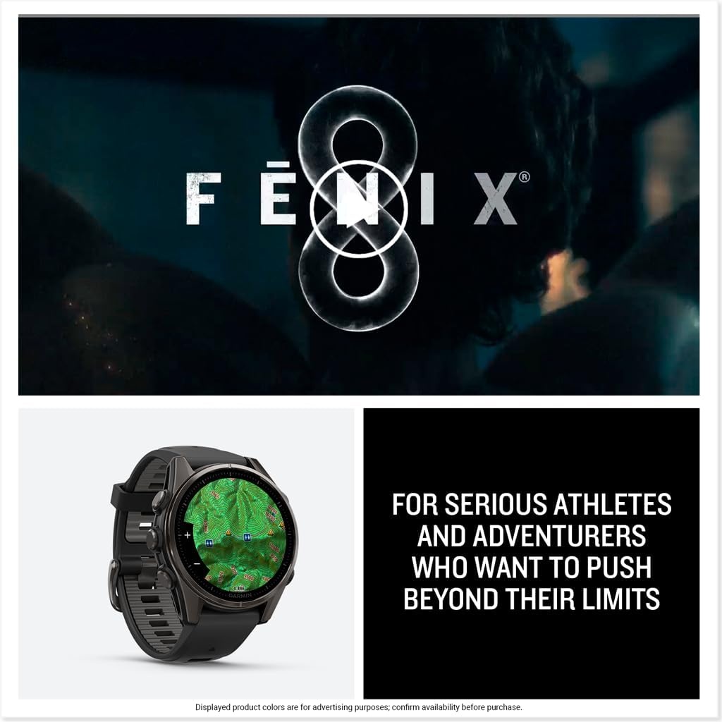 image:imageGarmin fnix 8 51 mm SolarSapphire Premium Multisport GPS Smartwatch ConnectLongLasting Battery Life DiveRatedBuiltin LED FlashlightCarbon Gray DLC Titanium with Pebble Gray Band Carbon Gray Dlc Ti Bezel Black and Pebble Gray Band LED Flashlight 100m Water Up to 48Day BatteryTitanium with Gray Band