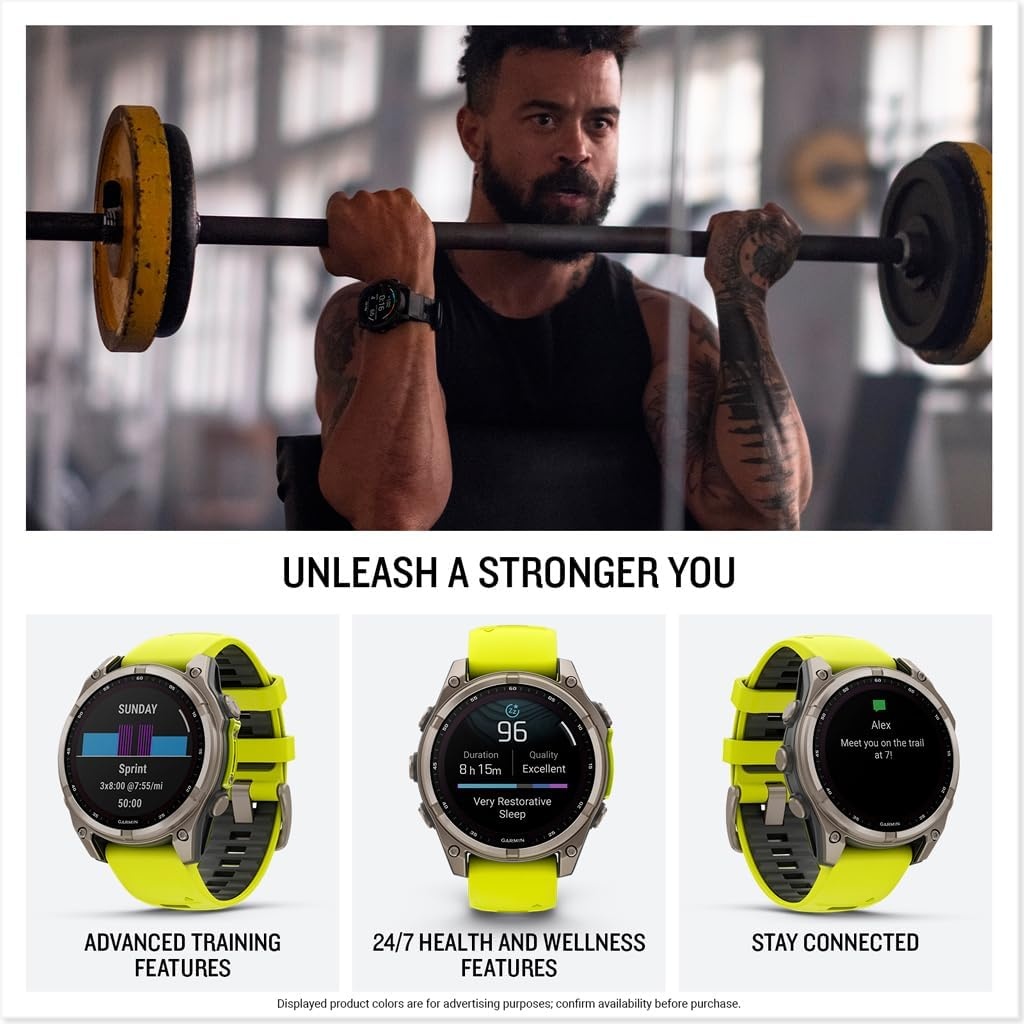 image:imageGarmin fnix 8 51 mm SolarSapphire Premium Multisport GPS Smartwatch ConnectLongLasting Battery Life DiveRatedBuiltin LED FlashlightCarbon Gray DLC Titanium with Pebble Gray Band Carbon Gray Dlc Ti Bezel Black and Pebble Gray Band LED Flashlight 100m Water Up to 48Day BatteryTitanium with YellowGraphite Band