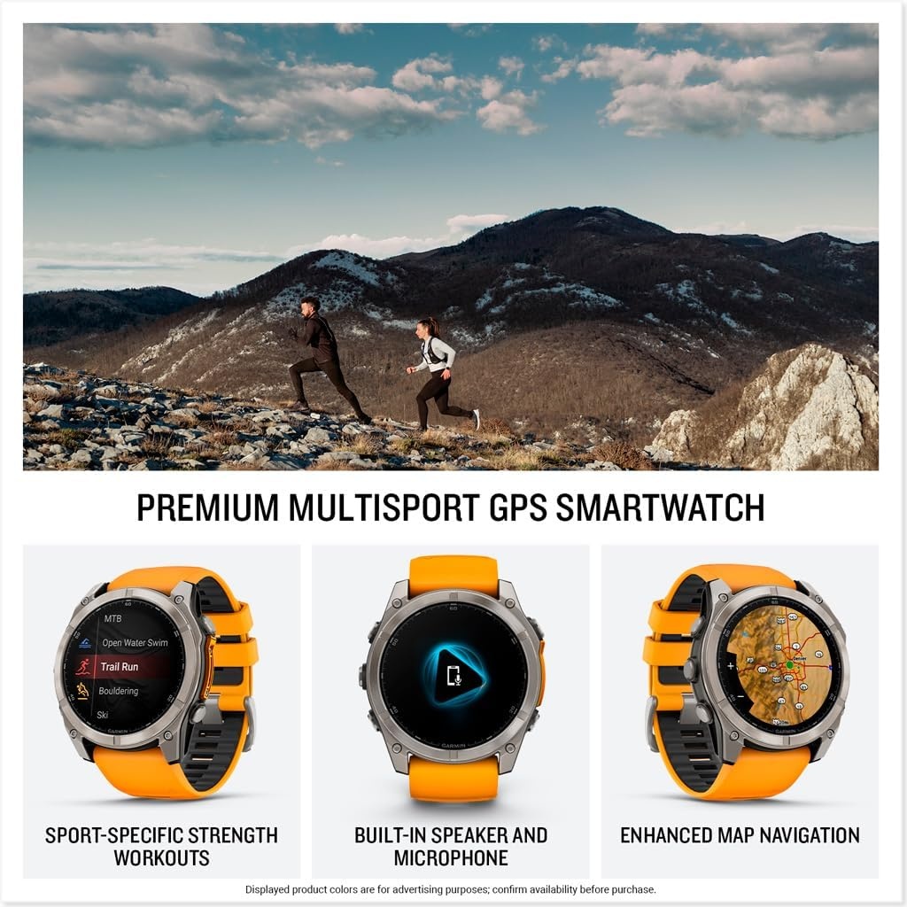 image:imageGarmin fnix 8 51 mm SolarSapphire Premium Multisport GPS Smartwatch ConnectLongLasting Battery Life DiveRatedBuiltin LED FlashlightCarbon Gray DLC Titanium with Pebble Gray Band Carbon Gray Dlc Ti Bezel Black and Pebble Gray Band LED Flashlight 100m Water Up to 48Day BatteryTitanium with OrangeGraphite Band