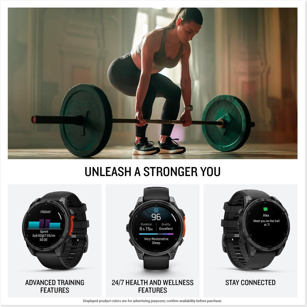 image:imageGarmin fnix 8 51 mm SolarSapphire Premium Multisport GPS Smartwatch ConnectLongLasting Battery Life DiveRatedBuiltin LED FlashlightCarbon Gray DLC Titanium with Pebble Gray Band Carbon Gray Dlc Ti Bezel Black and Pebble Gray Band LED Flashlight 100m Water Up to 48Day BatterySlate Gray with Black Band