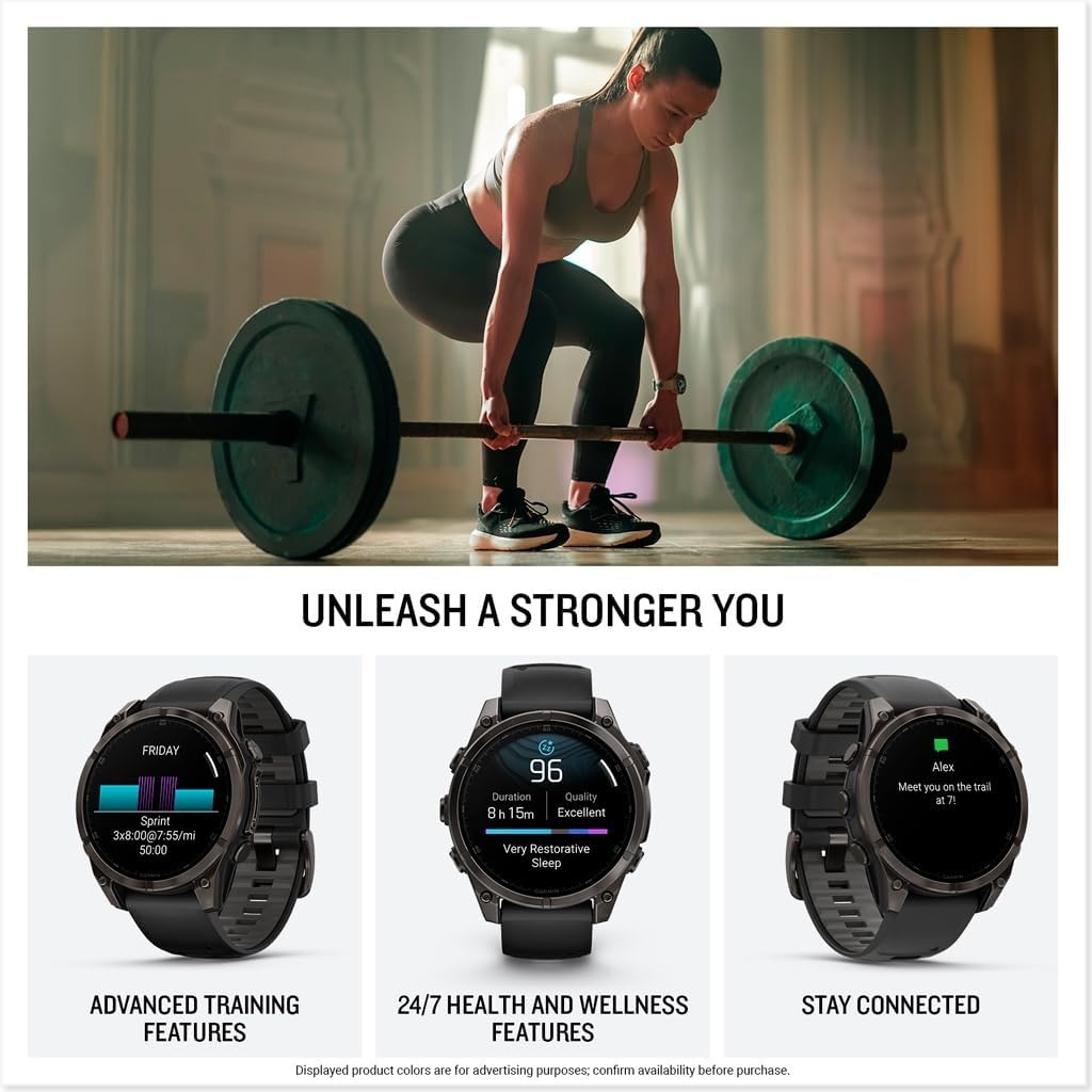 image:imageGarmin fnix 8 51 mm SolarSapphire Premium Multisport GPS Smartwatch ConnectLongLasting Battery Life DiveRatedBuiltin LED FlashlightCarbon Gray DLC Titanium with Pebble Gray Band Carbon Gray Dlc Ti Bezel Black and Pebble Gray Band LED Flashlight 100m Water Up to 48Day BatteryTitanium with Gray Band