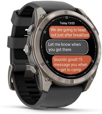 image:imageGarmin fnix 8 51 mm SolarSapphire Premium Multisport GPS Smartwatch ConnectLongLasting Battery Life DiveRatedBuiltin LED FlashlightCarbon Gray DLC Titanium with Pebble Gray Band Carbon Gray Dlc Ti Bezel Black and Pebble Gray Band LED Flashlight 100m Water Up to 48Day BatteryGraphite