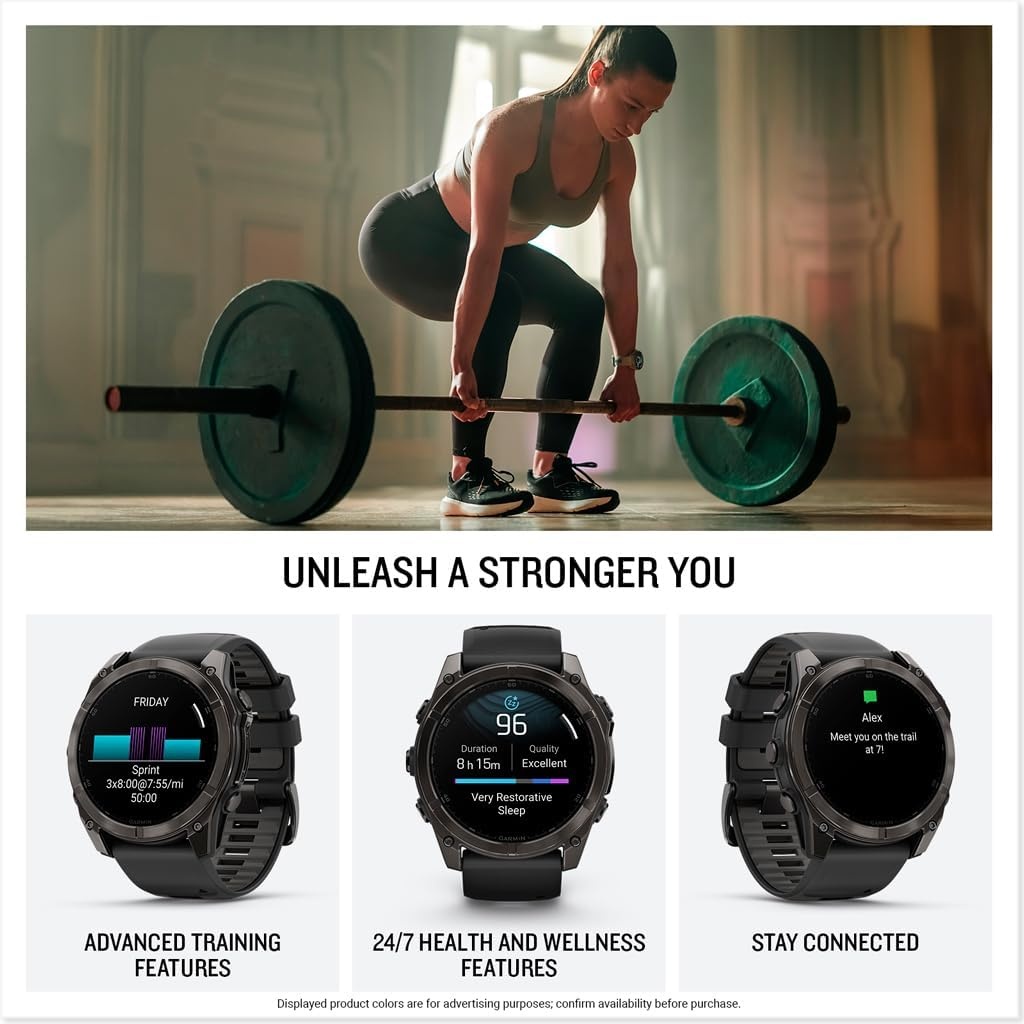 image:imageGarmin fnix 8 51 mm SolarSapphire Premium Multisport GPS Smartwatch ConnectLongLasting Battery Life DiveRatedBuiltin LED FlashlightCarbon Gray DLC Titanium with Pebble Gray Band Carbon Gray Dlc Ti Bezel Black and Pebble Gray Band LED Flashlight 100m Water Up to 48Day BatteryTitanium with Gray Band