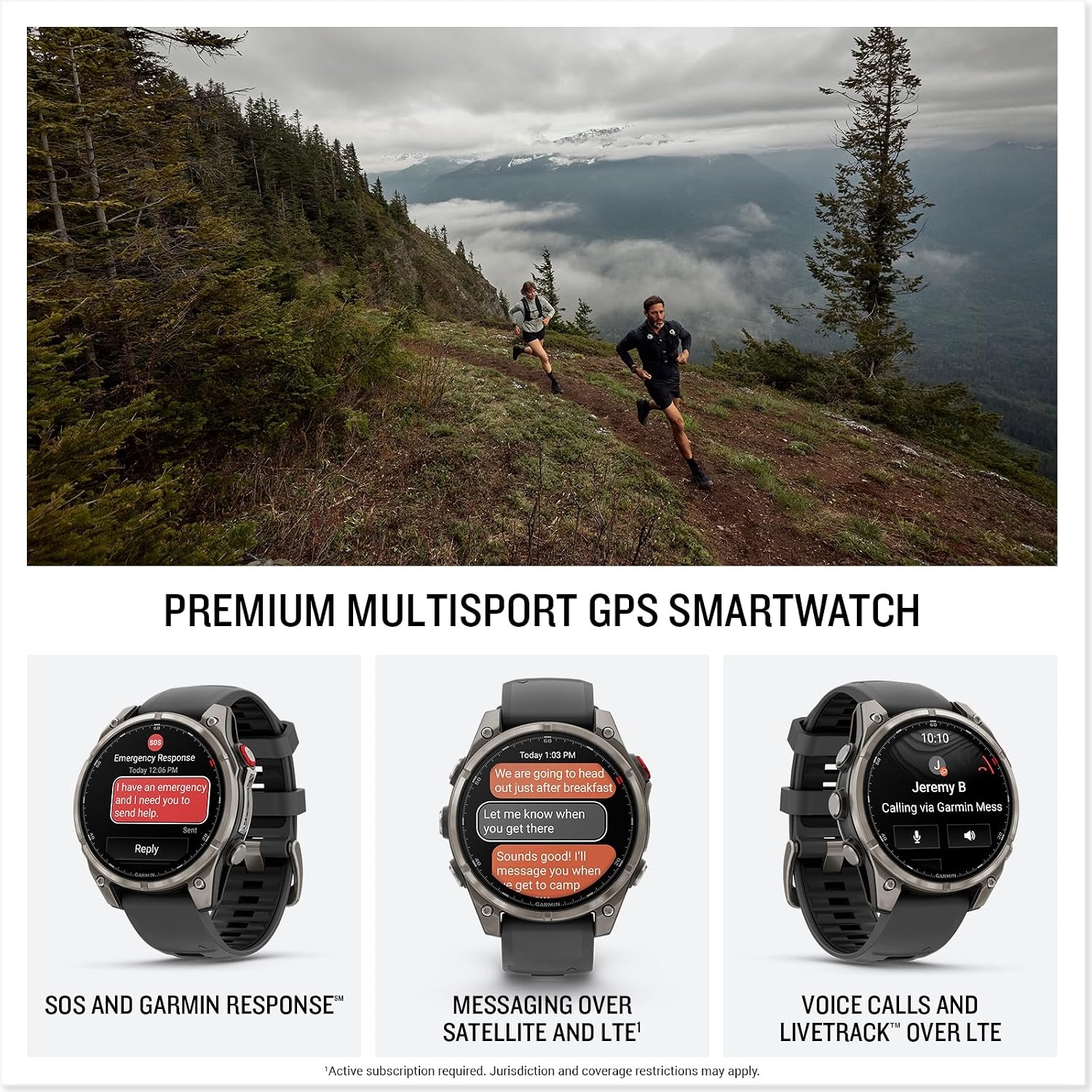 image:imageGarmin fnix 8 Pro 47mm AMOLED Display Premium Connected Multisport GPS Smartwatch inReach Technology Sapphire Titanium with GraphiteBlack Silicone Band Sapphire Crystal Titanium Bezel Graphite and Black Silicone Band Inreach Up to 15 DaysGraphiteBlack