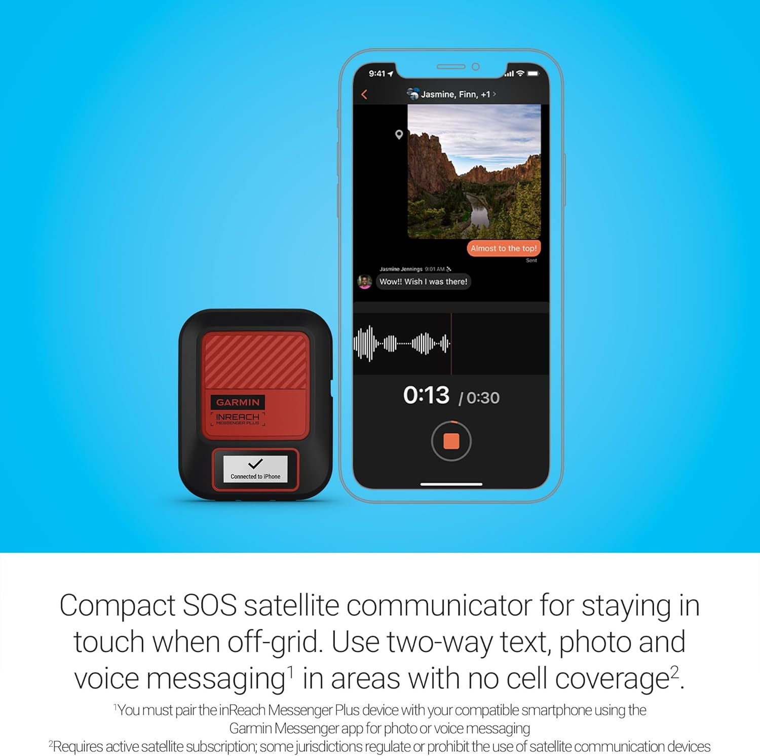 image:imageGarmin inReach Messenger Plus SOS Satellite Communicator with Photo Text amp Voice Messaging Without Cell Service Long Battery Life Durable TemperatureResistant WaterResistant IPX7 Design TwoWay Global Satellite Messaging 600 Characters 247 Sos to Garmin Response Center MilSpec Build IPX7 Water RatingPhoto and Voice Messaging