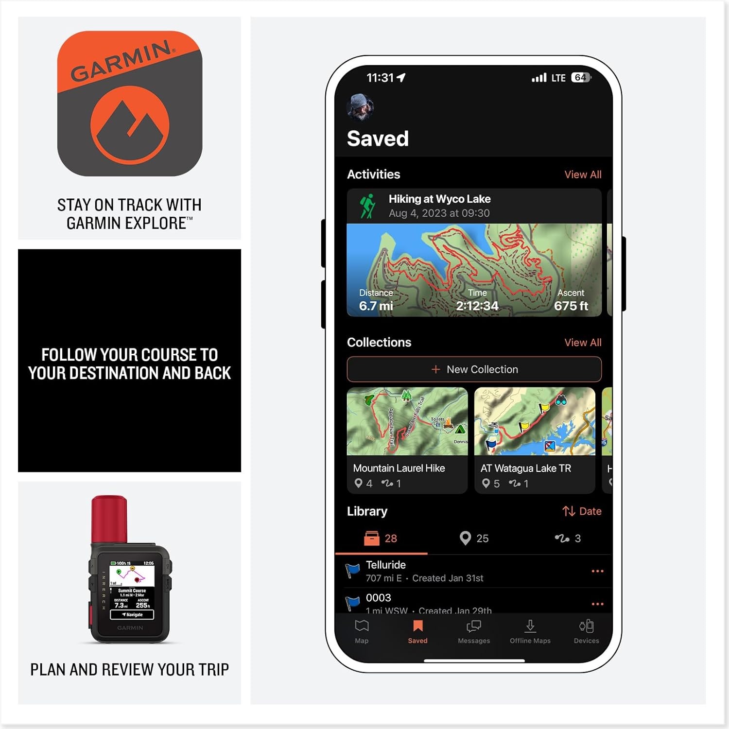 image:imageGarmin inReach Mini 3 Plus Rugged Global Satellite Communicator with Touchscreen Texting Photo amp Voice Messaging Emergency SOS Messages amp Battery Up to 350 Hours with 10min inReach Tracking Rugged Satellite Communicator with Color 19 Touchscreen TwoWay Text 600 Chars Photo and Voice Messaging USBC ChargingPhoto and Voice Messaging
