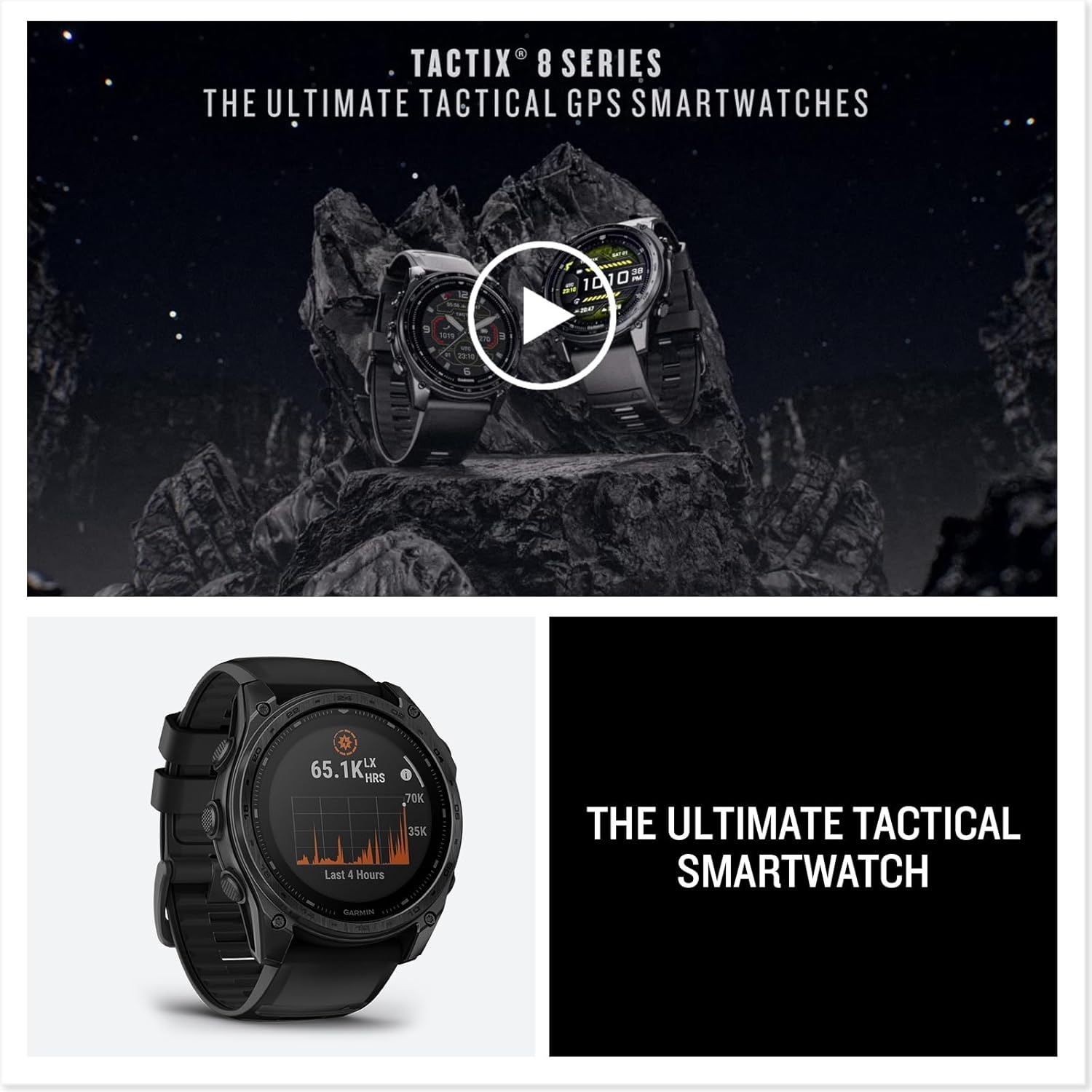 image:imageGarmin tactix 8 51mm Solar Charged Display Premium Tactical GPS Smartwatch Includes Applied Ballistics Ultralight Solver 14Inch Solar Amoled Ti Bezel and Power Sapphire Applied Ballistics Ultralight Solver MultiBand GPSSOLAR Black