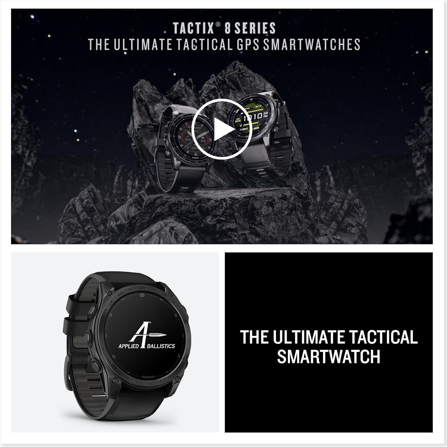 image:imageGarmin tactix 8 51mm Solar Charged Display Premium Tactical GPS Smartwatch Includes Applied Ballistics Ultralight Solver 14Inch Solar Amoled Ti Bezel and Power Sapphire Applied Ballistics Ultralight Solver MultiBand GPSAMOLED Black