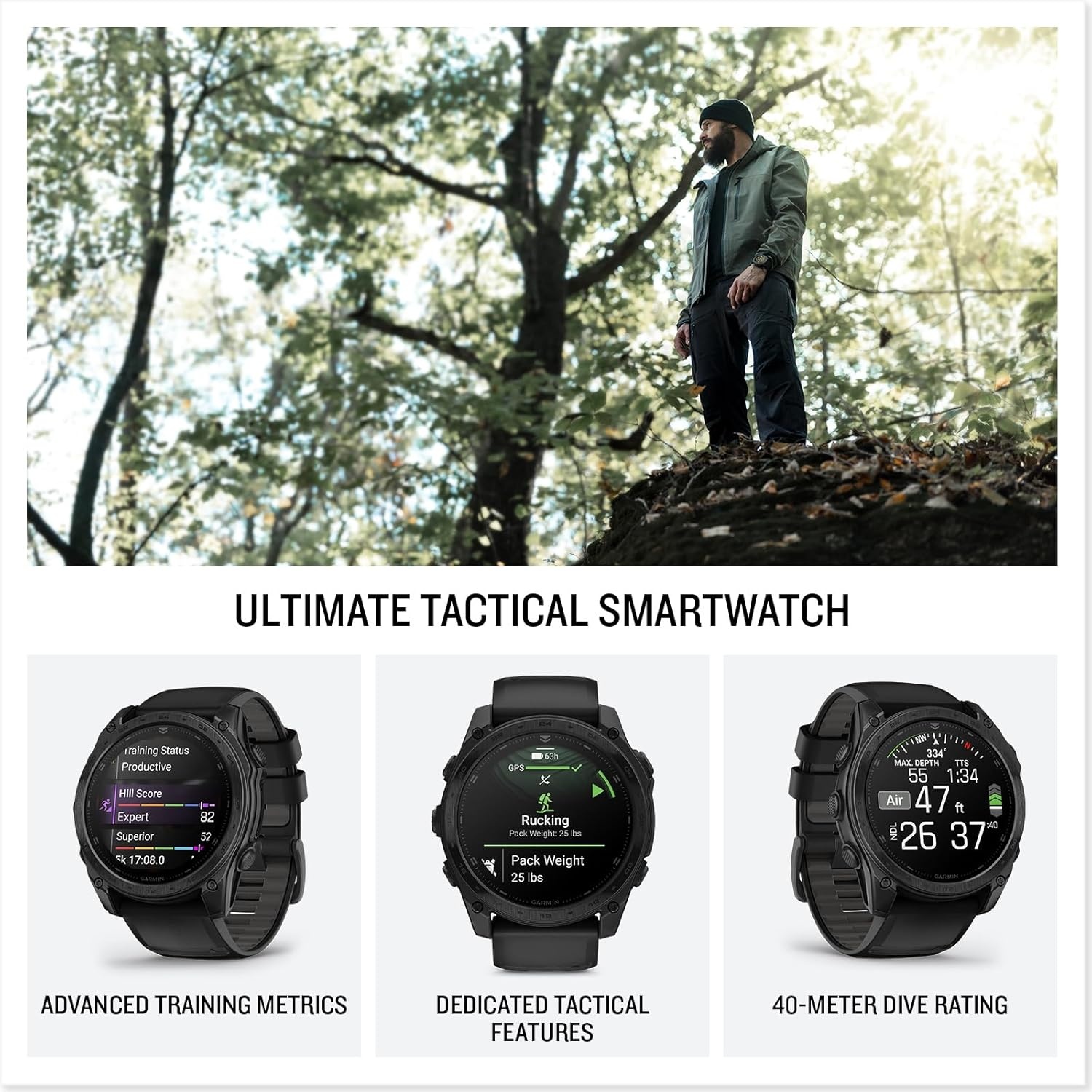 image:imageGarmin tactix 8 51mm Solar Charged Display Premium Tactical GPS Smartwatch Includes Applied Ballistics Ultralight Solver 14Inch Solar Amoled Ti Bezel and Power Sapphire Applied Ballistics Ultralight Solver MultiBand GPSAMOLED Black