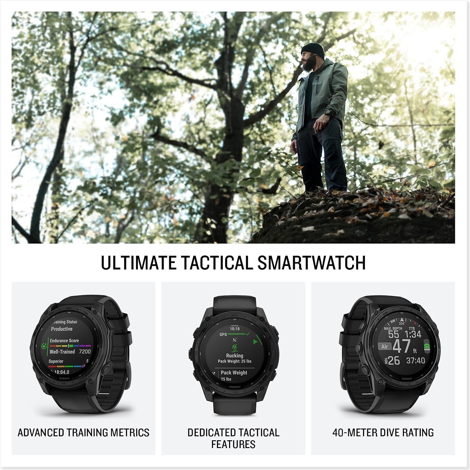 image:imageGarmin tactix 8 51mm Solar Charged Display Premium Tactical GPS Smartwatch Includes Applied Ballistics Ultralight Solver 14Inch Solar Amoled Ti Bezel and Power Sapphire Applied Ballistics Ultralight Solver MultiBand GPSSOLAR AB ELITE Black
