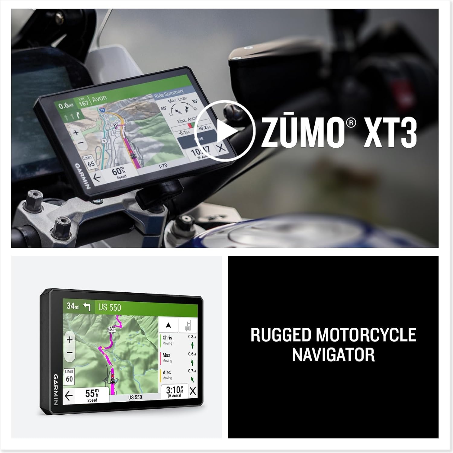 image:imageGarmin zmo XT3 6 Rugged Motorcycle GPS Lean Angles Custom Route Planning Adventurous Navigation Group Rides Garmin Performance Package Plan Option for Drag Racing Timer and Lap time Review6