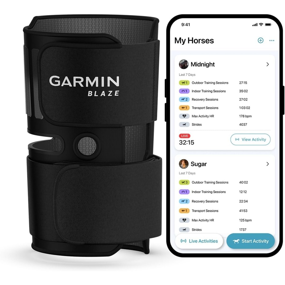 image:imageGarmin Blaze Equine Wellness System EasytoUse Tail Wrap and Sensor Health amp Wellness Insights