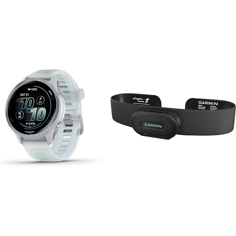 image:imageGarmin Forerunner 570 42mm Advanced GPS Running and Triathlon Smartwatch AMOLED Display Training and Recovery Features Slate Gray Aluminum with Translucent BlackBlack Band 12 Amoled MultiGnss GPS with Satiq Training Recovery and Multisport and Triathlon Support Slate Gray Aluminum CaseCloud Blue with Whitestone HRMFit Bundle