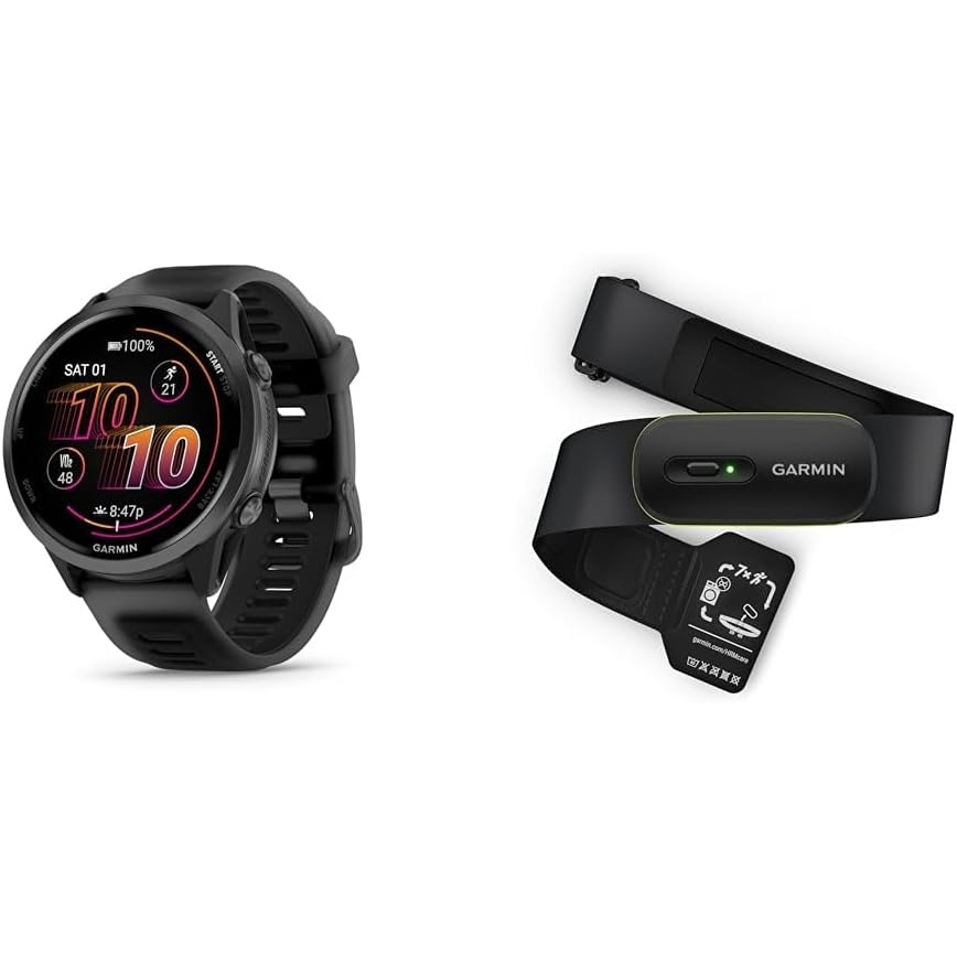 image:imageGarmin Forerunner 570 42mm Advanced GPS Running and Triathlon Smartwatch AMOLED Display Training and Recovery Features Slate Gray Aluminum with Translucent BlackBlack Band 12 Amoled MultiGnss GPS with Satiq Training Recovery and Multisport and Triathlon Support Slate Gray Aluminum CaseSlateBlack HRM 600 Bundle