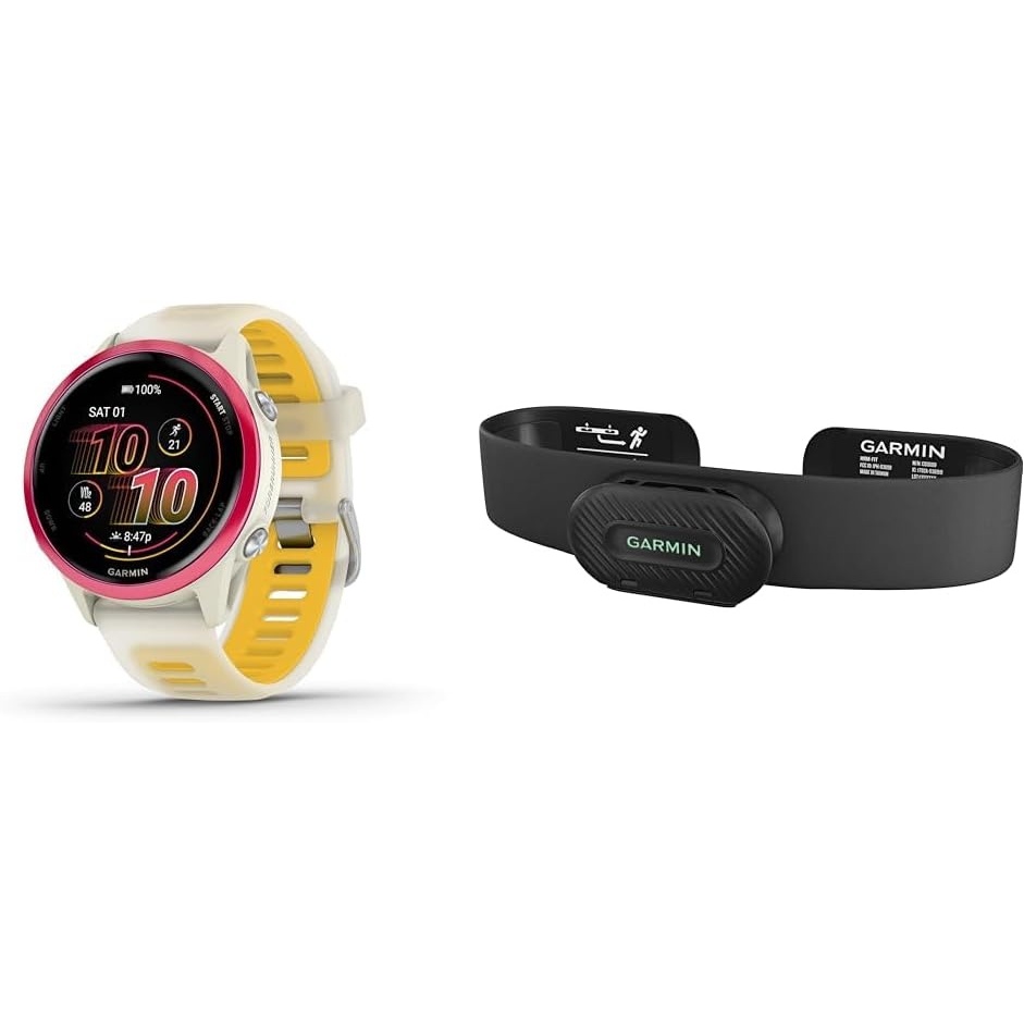 image:imageGarmin Forerunner 570 42mm Advanced GPS Running and Triathlon Smartwatch AMOLED Display Training and Recovery Features Slate Gray Aluminum with Translucent BlackBlack Band 12 Amoled MultiGnss GPS with Satiq Training Recovery and Multisport and Triathlon Support Slate Gray Aluminum CaseRaspberry with BoneMango HRMFit Bundle