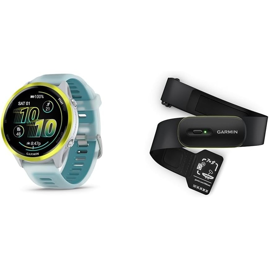 image:imageGarmin Forerunner 570 42mm Advanced GPS Running and Triathlon Smartwatch AMOLED Display Training and Recovery Features Slate Gray Aluminum with Translucent BlackBlack Band 12 Amoled MultiGnss GPS with Satiq Training Recovery and Multisport and Triathlon Support Slate Gray Aluminum CaseAmp Yellow with Whitestone HRM 600 Bundle