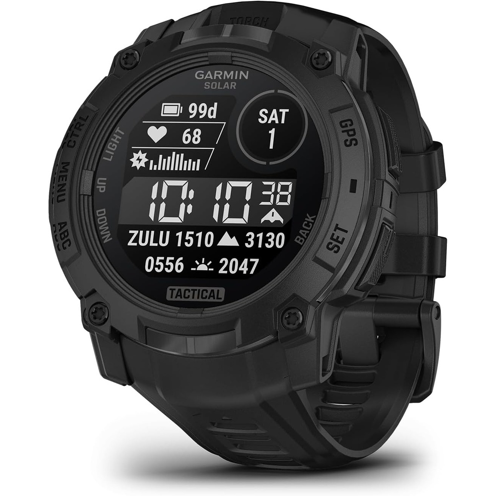 image:imageGarmin Instinct 3 45mm AMOLED Display Rugged Outdoor GPS Smartwatch MetalReinforced Bezel Builtin Flashlight Up to 18 Days of Battery Life Black 45mm Amoled 12 Display MetalReinforced Bezel Builtin Flashlight Up to 18 Days Battery MultiBand GPS 10 AtmBlack