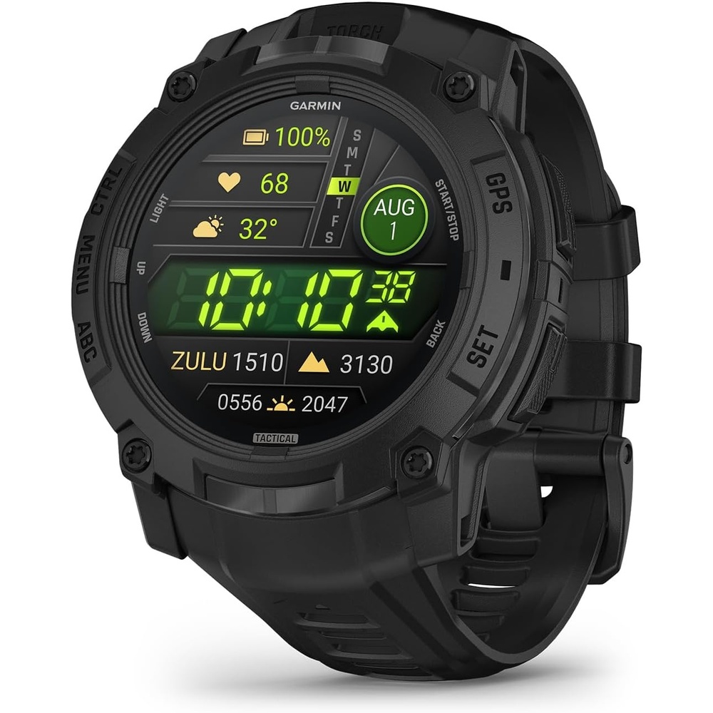 image:imageGarmin Instinct 3 45mm AMOLED Display Rugged Outdoor GPS Smartwatch MetalReinforced Bezel Builtin Flashlight Up to 18 Days of Battery Life Black 45mm Amoled 12 Display MetalReinforced Bezel Builtin Flashlight Up to 18 Days Battery MultiBand GPS 10 AtmBlack with Black Band