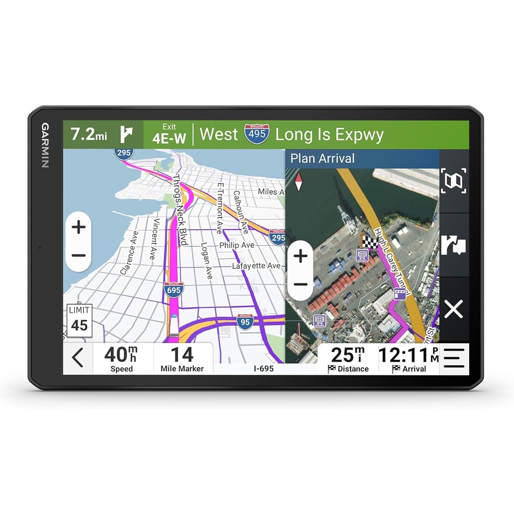 image:imageGarmin dzl OTR620 HighRes 6 GPS Truck Navigator Custom Routing Satellite Imagery Wind Speed CommunityShared Loading Docks Truck Entrances Parking Availability10 with Standard Display