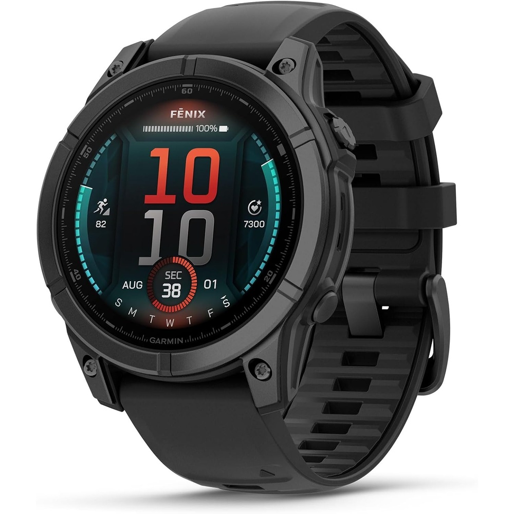 image:imageGarmin fnix 8 51 mm SolarSapphire Premium Multisport GPS Smartwatch ConnectLongLasting Battery Life DiveRatedBuiltin LED FlashlightCarbon Gray DLC Titanium with Pebble Gray Band Carbon Gray Dlc Ti Bezel Black and Pebble Gray Band LED Flashlight 100m Water Up to 48Day BatterySlate Gray Steel with Black Band