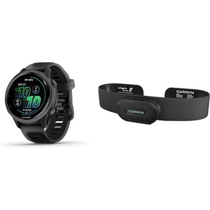 Garmin® Forerunner® 570, 42mm, Advanced GPS Running and Triathlon Smartwatch, AMOLED Display, Training and Recovery Features, Slate Gray Aluminum with Translucent Black/Black Band | 1.2 Amoled, Multi-Gnss GPS with Satiq, Training, Recovery and Multisport and Triathlon Support, Slate Gray Aluminum Case(Slate with Black HRM-Fit Bundle)