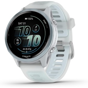 Garmin® Forerunner® 570, 42mm, Advanced GPS Running and Triathlon Smartwatch, AMOLED Display, Training and Recovery Features, Slate Gray Aluminum with Translucent Black/Black Band | 1.2 Amoled, Multi-Gnss GPS with Satiq, Training, Recovery and Multisport and Triathlon Support, Slate Gray Aluminum Case(Cloud Blue with Whitestone)