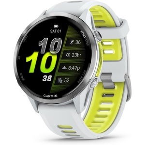 Garmin® Forerunner® 970, Premium GPS Running and Triathlon Smartwatch, AMOLED Display, Built-in LED Flashlight, Carbon Gray DLC Titanium with Black Case and Translucent Whitestone Band | 1.4 Amoled, Built-in LED Flashlight, Titanium Bezel and Sapphire Lens, Multi-Band GPS with Maps, Up to 15 Days Smartwatch(Whitestone with Amp Yellow)