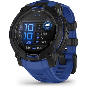 Garmin Instinct® 3 45mm, AMOLED Display, Rugged Outdoor GPS Smartwatch, Metal-Reinforced Bezel, Built-in Flashlight, Up to 18 Days of Battery Life, Black | 45mm Amoled 1.2 Display, Metal-Reinforced Bezel, Built-in Flashlight, Up to 18 Days Battery, Multi-Band GPS, 10 Atm(Black with Bolt Blue)