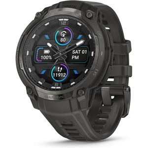 Garmin Instinct® Crossover AMOLED, Rugged Hybrid GPS Smartwatch with Analog Watch Hands and Bright AMOLED Display, Bronze/Sunburst with Cocoa Silicone Band | Analog Watch Hands, 47mm Case, Cocoa Silicone Band, Up to 14 Days Battery(Charcoal)