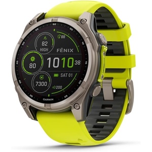 Garmin fēnix® 8 – 51 mm, Solar,Sapphire, Premium Multisport GPS Smartwatch, Connect,Long-Lasting Battery Life, Dive-Rated,Built-in LED Flashlight,Carbon Gray DLC Titanium with Pebble Gray Band | Carbon Gray Dlc Ti Bezel, Black and Pebble Gray Band, LED Flashlight, 100m Water, Up to 48-Day Battery(Titanium with Yellow/Graphite Band)