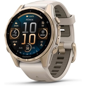 Garmin fēnix® 8 – 51 mm, Solar,Sapphire, Premium Multisport GPS Smartwatch, Connect,Long-Lasting Battery Life, Dive-Rated,Built-in LED Flashlight,Carbon Gray DLC Titanium with Pebble Gray Band | Carbon Gray Dlc Ti Bezel, Black and Pebble Gray Band, LED Flashlight, 100m Water, Up to 48-Day Battery(Soft Gold with Dark Sandstone Band)