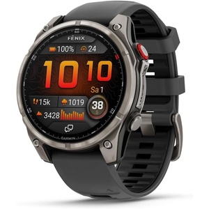 Garmin fēnix® 8 – 51 mm, Solar,Sapphire, Premium Multisport GPS Smartwatch, Connect,Long-Lasting Battery Life, Dive-Rated,Built-in LED Flashlight,Carbon Gray DLC Titanium with Pebble Gray Band | Carbon Gray Dlc Ti Bezel, Black and Pebble Gray Band, LED Flashlight, 100m Water, Up to 48-Day Battery(Graphite)
