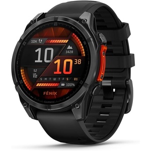 Garmin fēnix® 8 – 51 mm, Solar,Sapphire, Premium Multisport GPS Smartwatch, Connect,Long-Lasting Battery Life, Dive-Rated,Built-in LED Flashlight,Carbon Gray DLC Titanium with Pebble Gray Band | Carbon Gray Dlc Ti Bezel, Black and Pebble Gray Band, LED Flashlight, 100m Water, Up to 48-Day Battery(Slate Gray with Black Band)