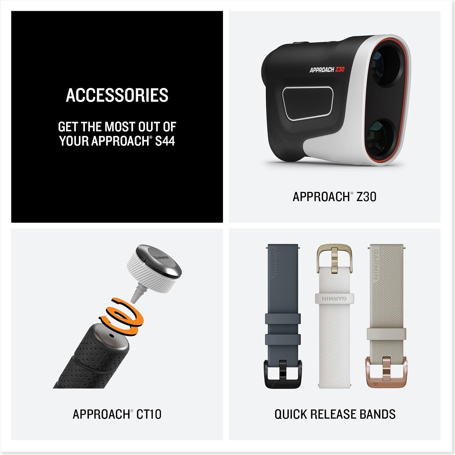 image:imageGarmin Approach S50 Advanced Golf GPS Smartwatch AMOLED Display OnCourse Features WristBased Heart Rate Cream Gold Aluminum Bezel with Ivory ComfortFit Nylon Band Ivory Comfortfit Nylon Band Wrist Heart Rate and Pulse Ox Preloaded 43 000 Plus Courses OnCourse GPS and Shot TrackingGray