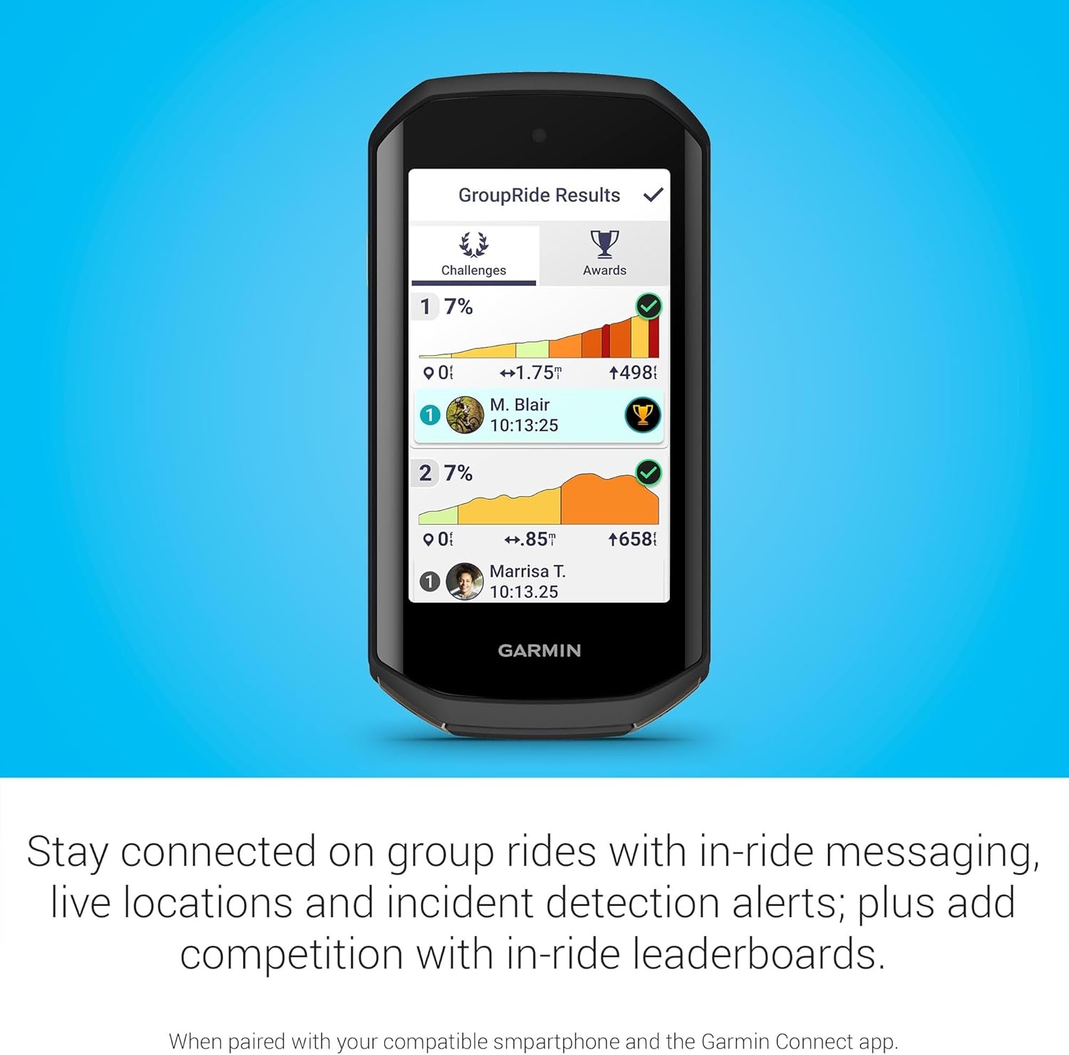 image:imageGarmin Edge 1050 Premium Cycling Computer Vivid Color Touchscreen Display Builtin Speaker Advanced Training and Group Ride Features Road Hazard Alerts 35 Vivid Touchscreen RoadHazard Alerts Up to 20h Battery Bluetooth and Ant Plus and WIFICycling Computer