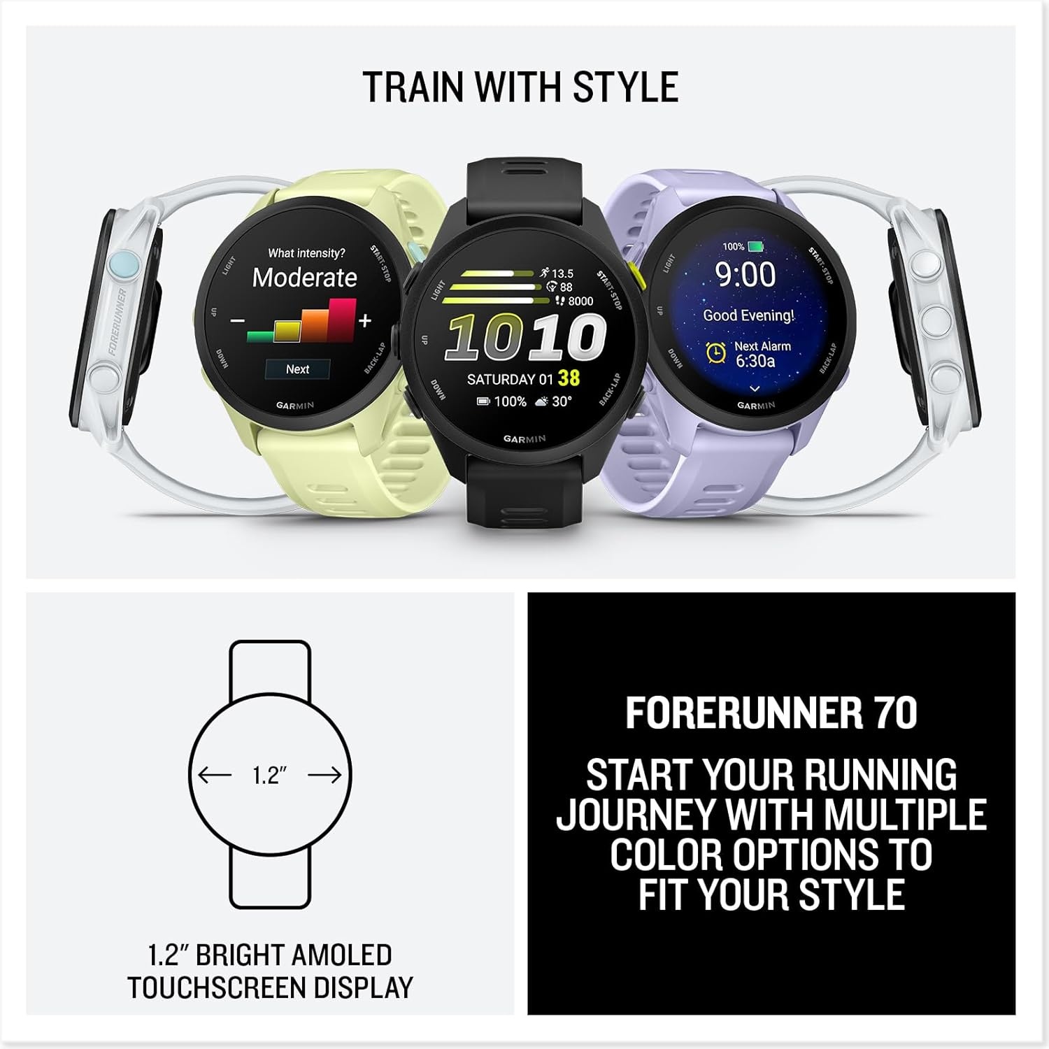 image:imageGarmin Forerunner 170 Music GPS Running Smartwatch Advanced Training Metrics and Recovery Insights Plus Music Storage Black with BlackAmp Yellow BandSoft Pink