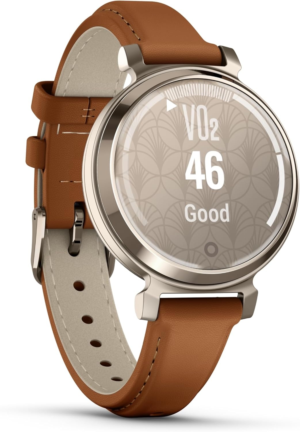 image:imageGarmin Lily 2 Small and Stylish Smartwatch Hidden Display Patterned Lens Up to 5 Days Battery Life CoconutTan