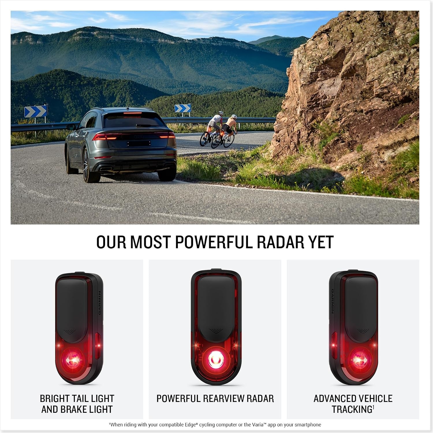 image:imageGarmin Varia RearVue 820 Advanced Rearview Radar amp Tail Light Enhanced Visibility amp Awareness for Cyclists Advanced Vehicle Tracking amp Brake Light Up to 24 Hrs of Battery Life in Day Flash Mode Powerful Rear Radar Detects Vehicles Up to 175 M Bright Tail Light Visible Up to 2 Km Integrated BrakeLight Alert