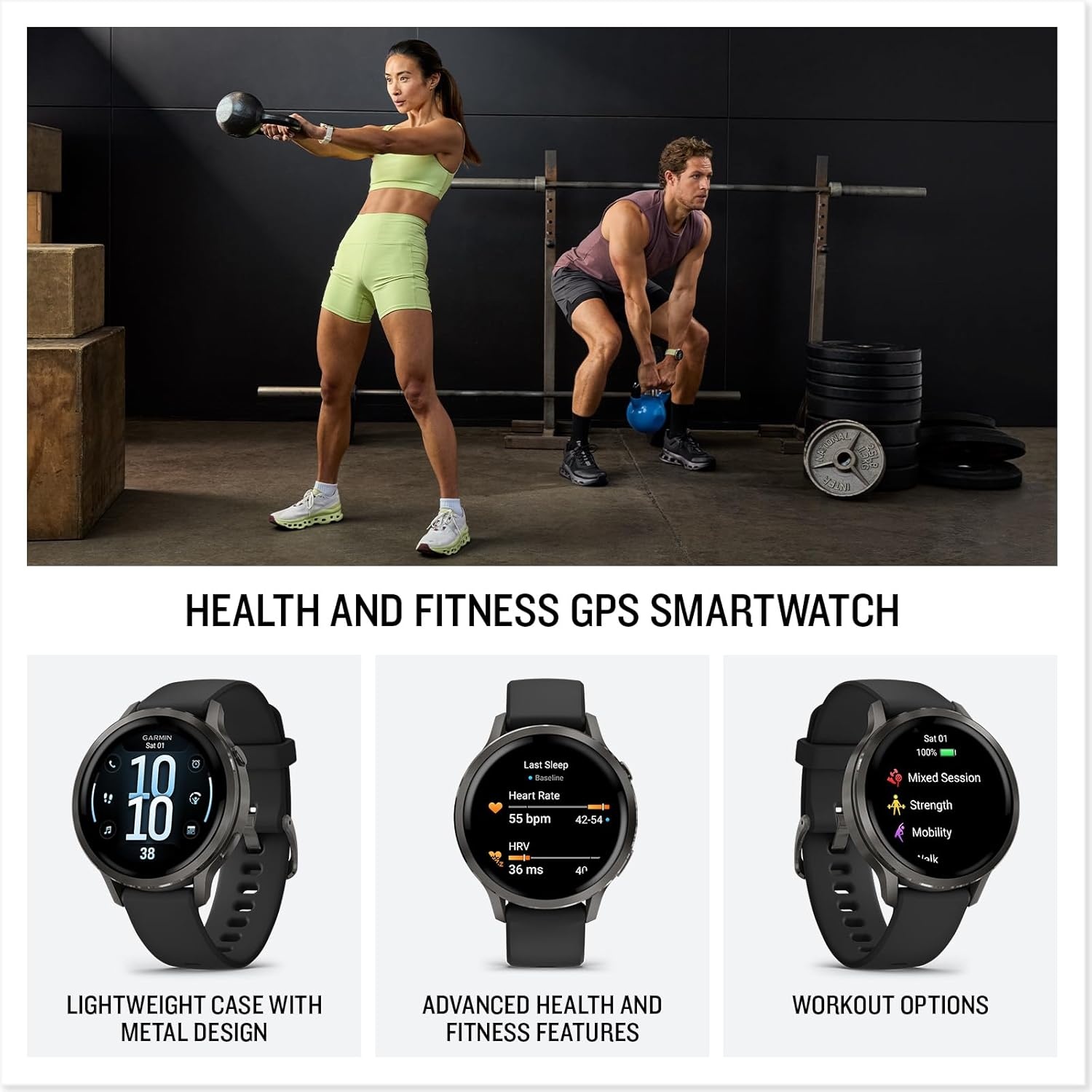 image:imageGarmin Venu 4 45mm Advanced Health and Fitness GPS Smartwatch Bright and Colorful Display Builtin Flashlight 12 Days of Battery Life Slate with Black Silicone Band 45mm Amoled GPS Smartwatch Builtin Flashlight Up to 12 Days Battery SPO2 Wrist Hr Garmin PaySlate and Black