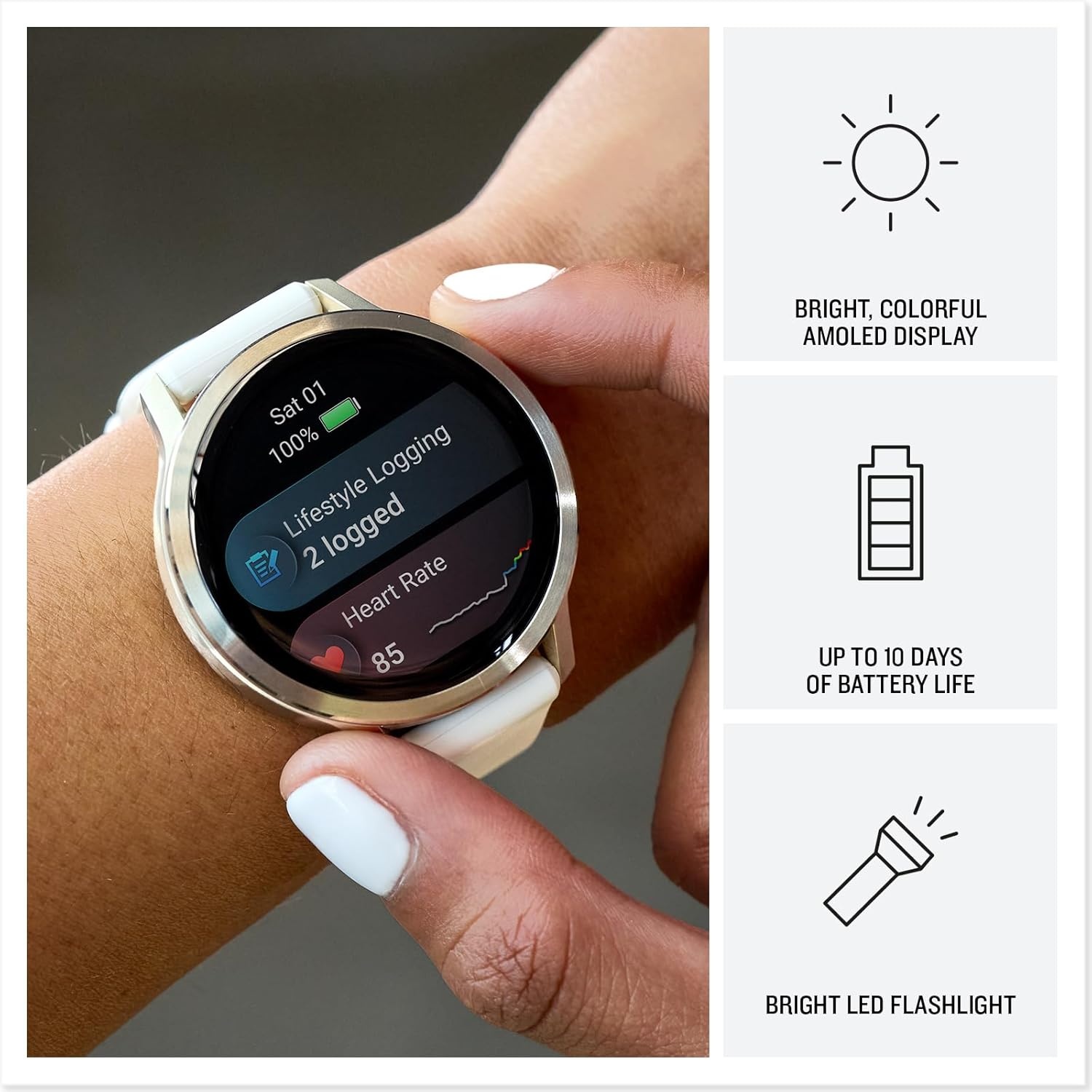 image:imageGarmin Venu 4 45mm Advanced Health and Fitness GPS Smartwatch Bright and Colorful Display Builtin Flashlight 12 Days of Battery Life Slate with Black Silicone Band 45mm Amoled GPS Smartwatch Builtin Flashlight Up to 12 Days Battery SPO2 Wrist Hr Garmin PayPeriwinkle