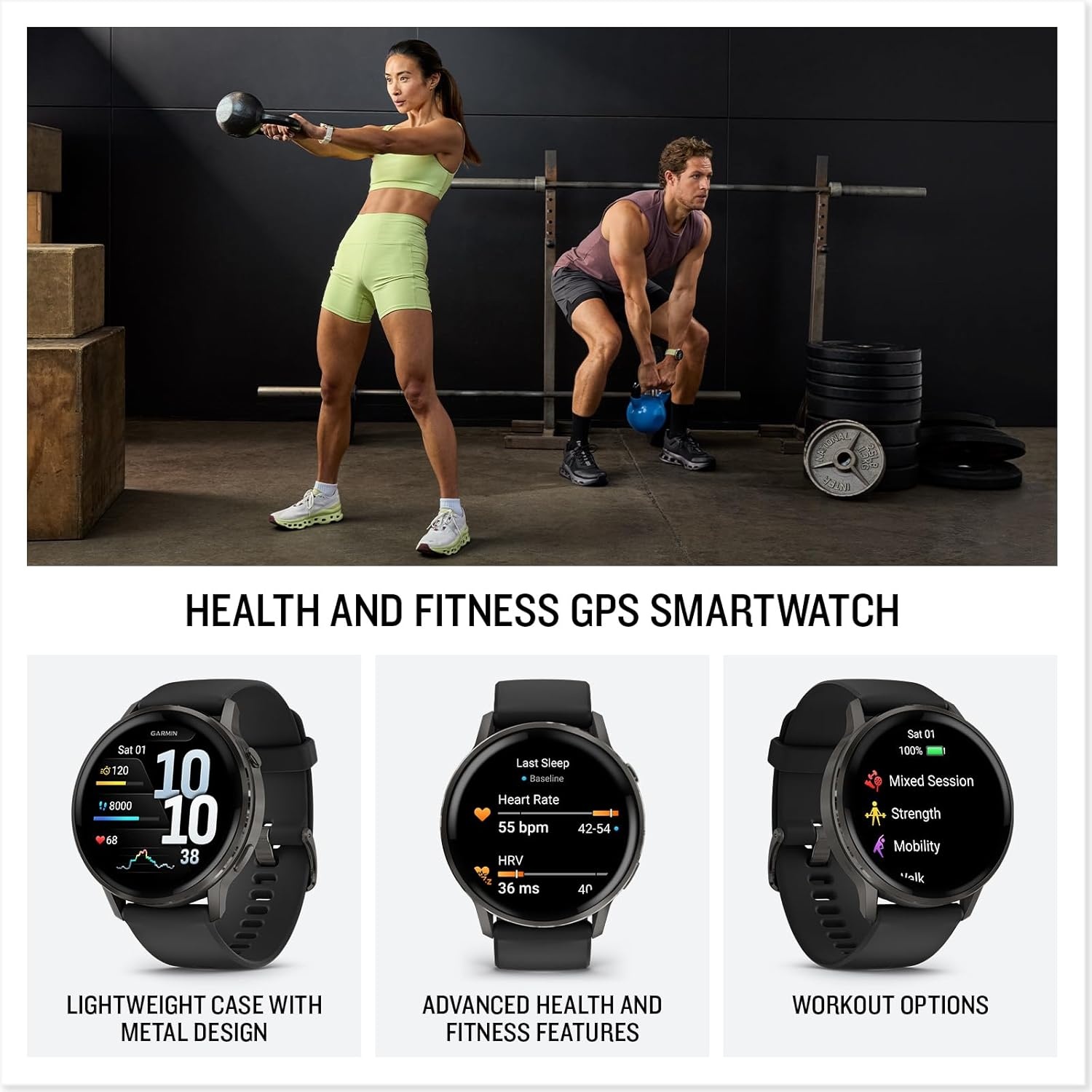image:imageGarmin Venu 4 45mm Advanced Health and Fitness GPS Smartwatch Bright and Colorful Display Builtin Flashlight 12 Days of Battery Life Slate with Black Silicone Band 45mm Amoled GPS Smartwatch Builtin Flashlight Up to 12 Days Battery SPO2 Wrist Hr Garmin PaySlate