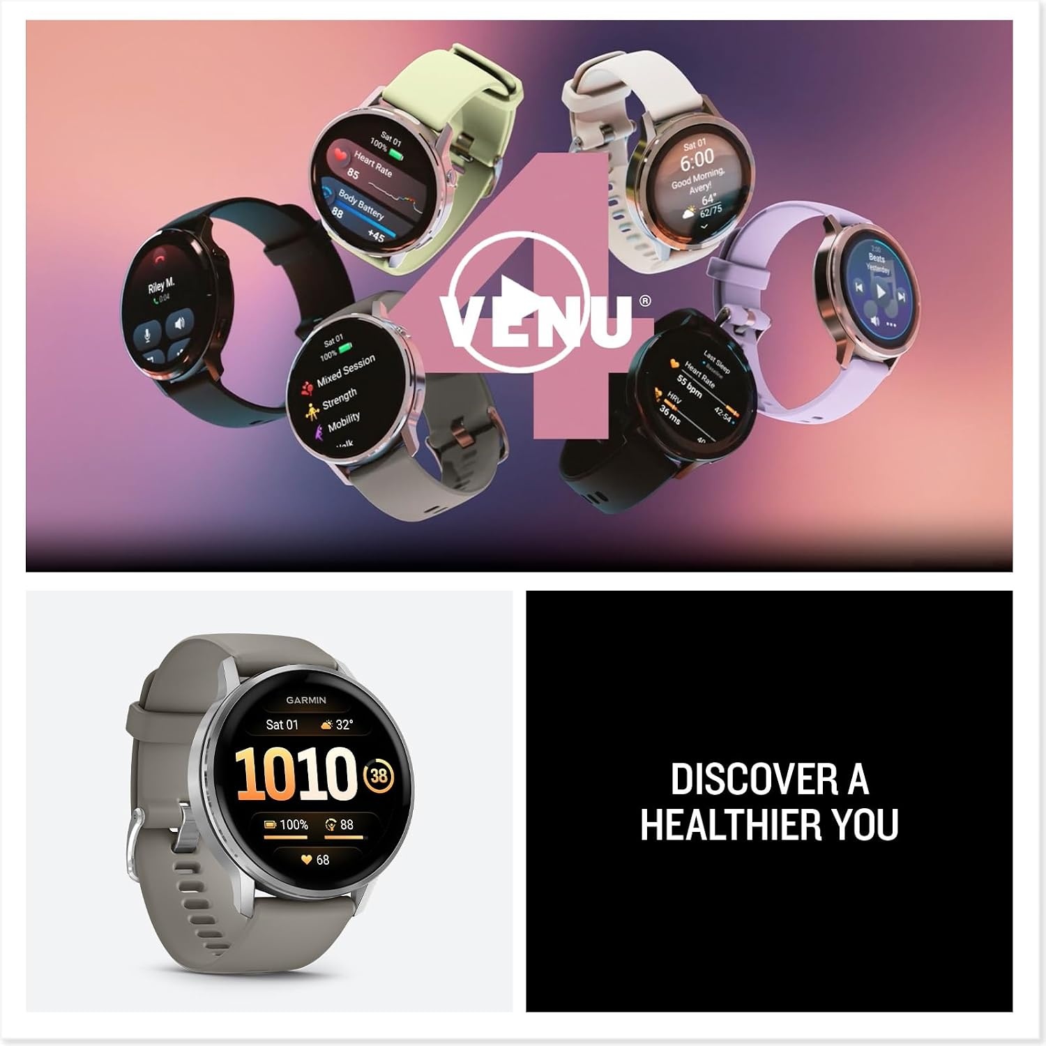 image:imageGarmin Venu 4 45mm Advanced Health and Fitness GPS Smartwatch Bright and Colorful Display Builtin Flashlight 12 Days of Battery Life Slate with Black Silicone Band 45mm Amoled GPS Smartwatch Builtin Flashlight Up to 12 Days Battery SPO2 Wrist Hr Garmin PaySilver Gray