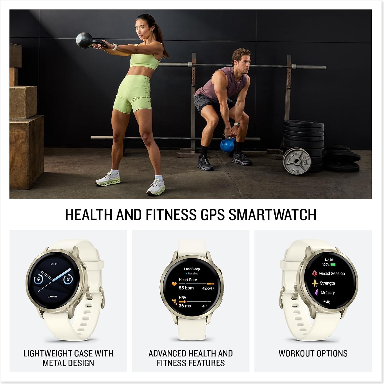 image:imageGarmin Venu 4 45mm Advanced Health and Fitness GPS Smartwatch Bright and Colorful Display Builtin Flashlight 12 Days of Battery Life Slate with Black Silicone Band 45mm Amoled GPS Smartwatch Builtin Flashlight Up to 12 Days Battery SPO2 Wrist Hr Garmin PayLunar Gold and Bone