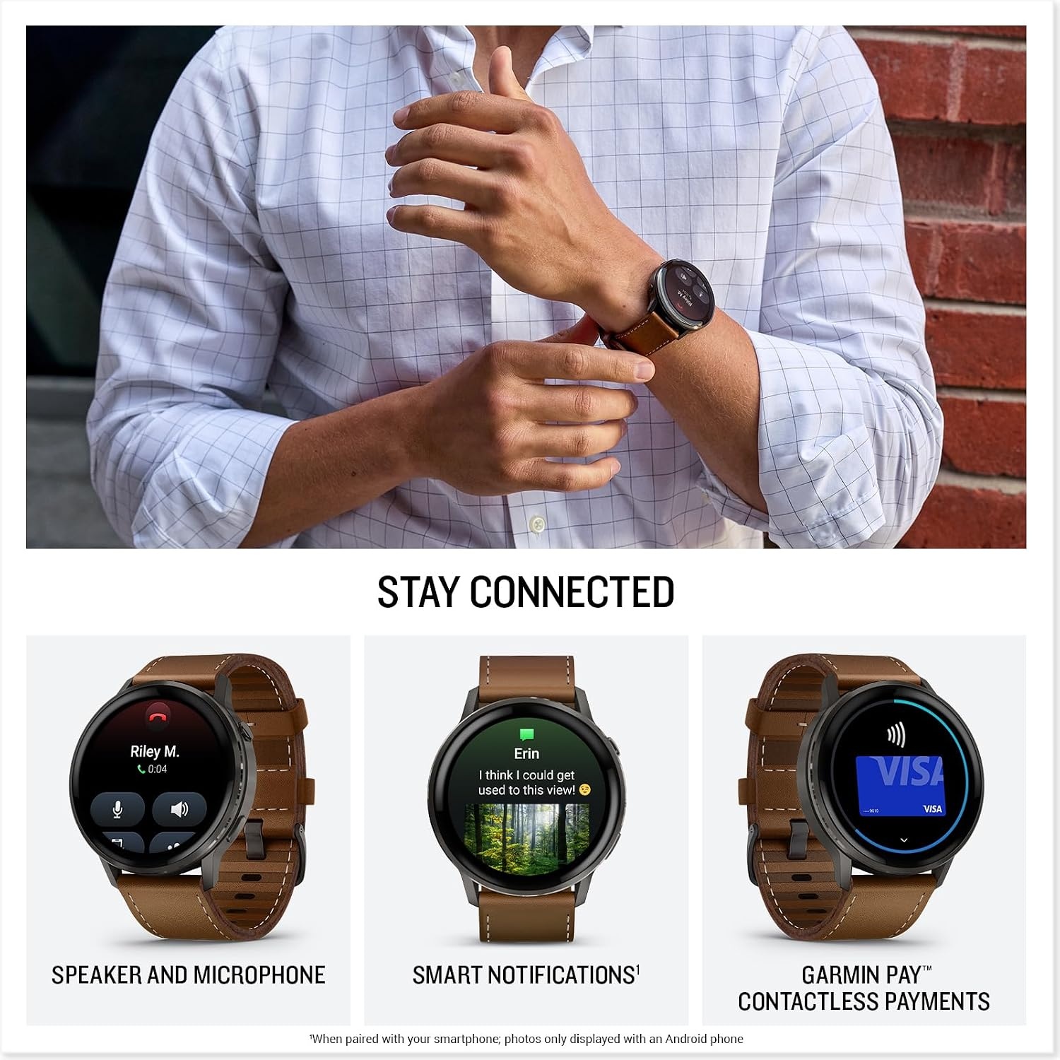 image:imageGarmin Venu 4 45mm Advanced Health and Fitness GPS Smartwatch Bright and Colorful Display Builtin Flashlight 12 Days of Battery Life Slate with Black Silicone Band 45mm Amoled GPS Smartwatch Builtin Flashlight Up to 12 Days Battery SPO2 Wrist Hr Garmin PayBlack and Brown
