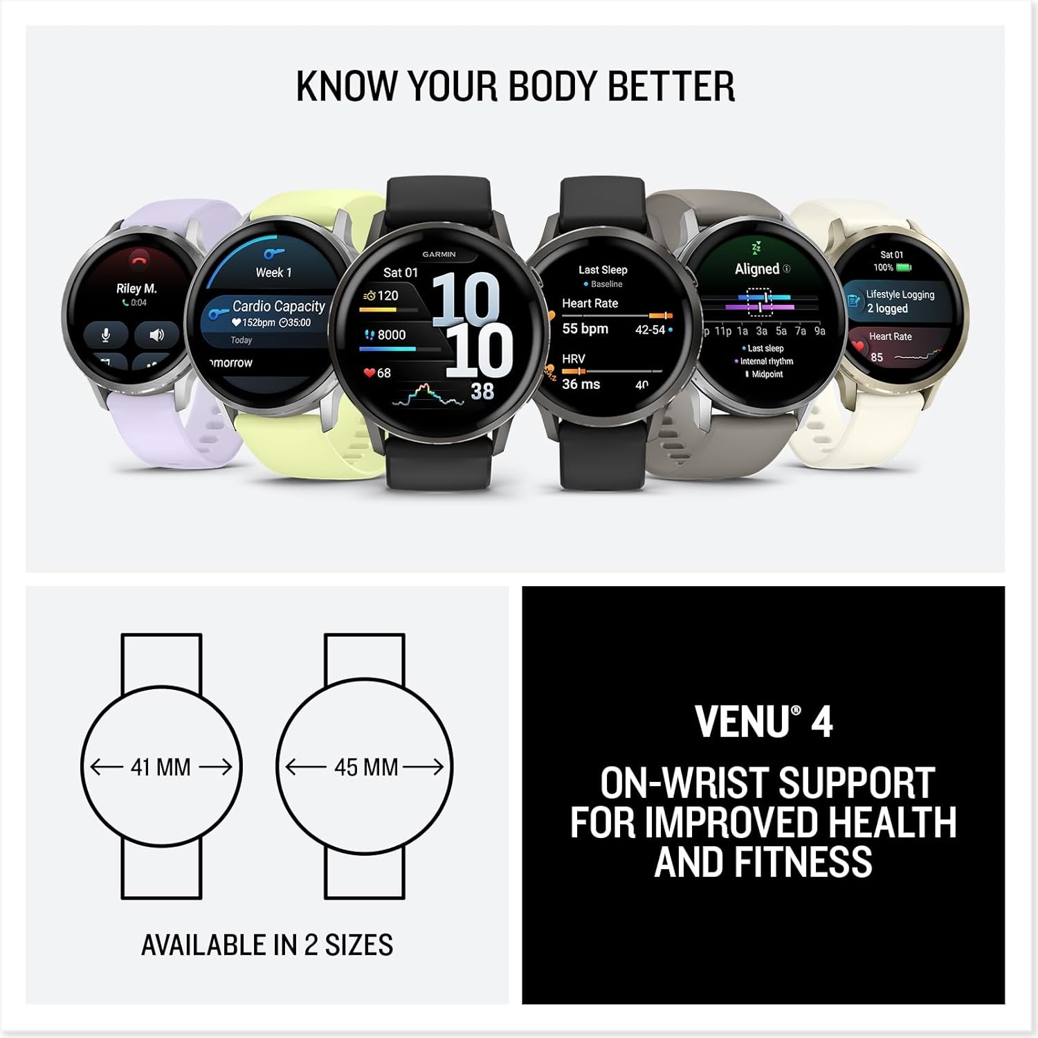 image:imageGarmin Venu 4 45mm Advanced Health and Fitness GPS Smartwatch Bright and Colorful Display Builtin Flashlight 12 Days of Battery Life Slate with Black Silicone Band 45mm Amoled GPS Smartwatch Builtin Flashlight Up to 12 Days Battery SPO2 Wrist Hr Garmin PayPeriwinkle