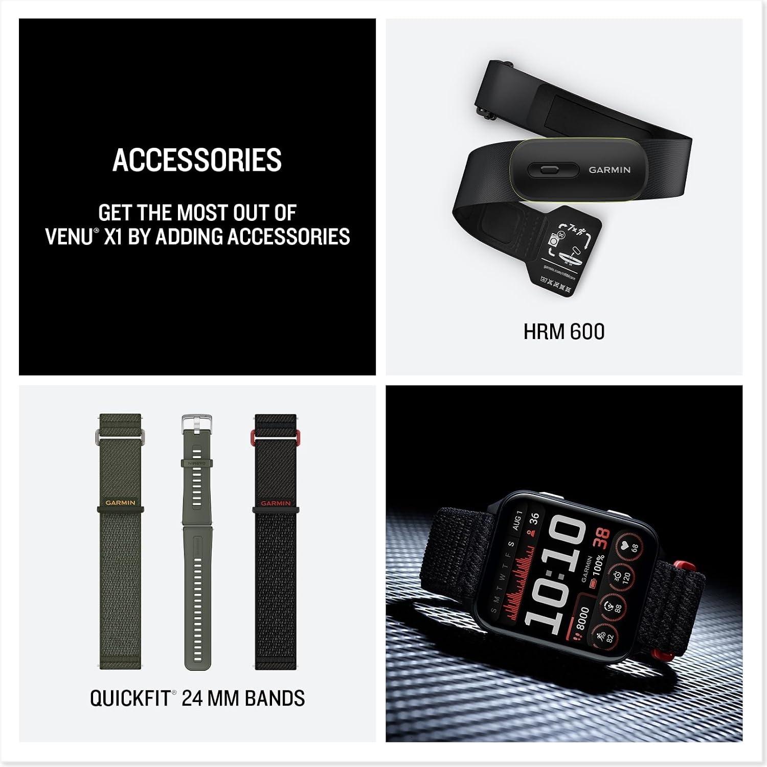 image:imageGarmin Venu X1 Thin and Lightweight GPS Smartwatch AMOLED Display Advanced Health and Fitness Features Black with Slate Titanium Caseback and ComfortFit Nylon Band 2 Amoled Display 8mm Thin Case Titanium Caseback Comfortfit Nylon Band Up to 8 Days Battery 5 AtmBlack