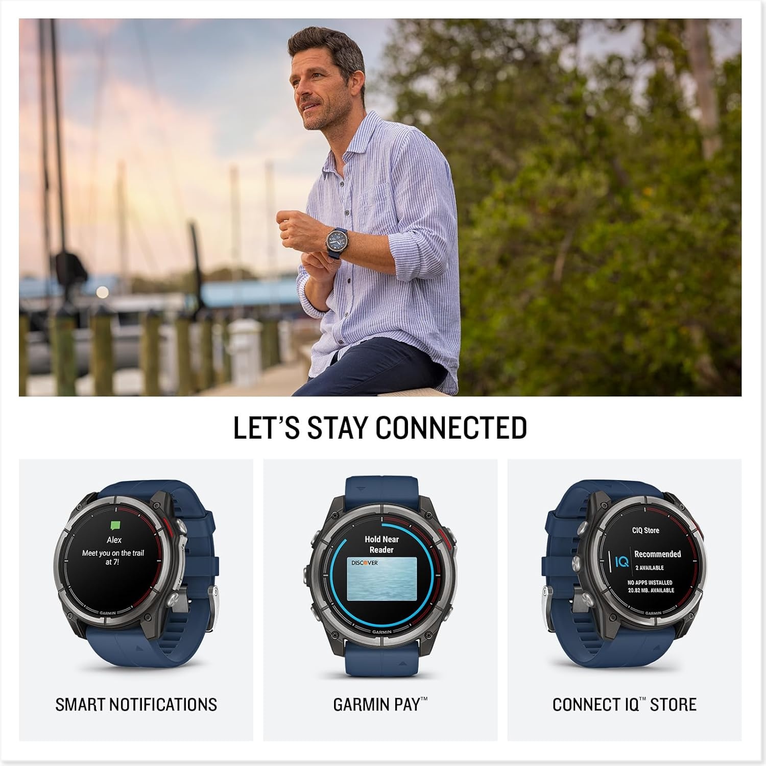 image:imageGarmin quatix 8 51 mm Marine GPS Smartwatch Bright AMOLED Display Chartplotter Controls Builtin Flashlight 247 Health amp Wellness Features Chartplotter and Autopilot Controls LED Flashlight MultiGnss Wrist Hr and Pulse Ox51mm
